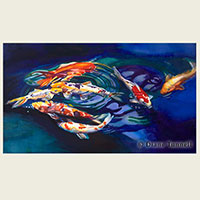 Circle of Life 24 x 41<br>Large scale, beautifully framed, dramatic and elegant koi.