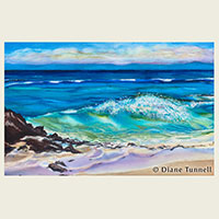 Makalawena Beach  18 x 29 <br>One of the most beautiful beaches on the Big Island, a favorite of mine with amazing blues.  Framed 