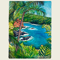 Memories of Onomea Bay<br>This landscape is of the Hawai'i Tropical Botanical Garden, located north of Hilo. SOLD