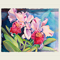 Orchids at Anuenue Gardens<br>18 x 24 painting size, framed HWS Juried Art Show