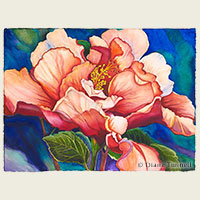 Brilliance<br>This double orange hibiscus was blooming in my garden. 22 x 30 painting size, framed