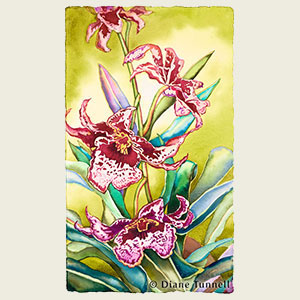 Elegant Orchids<br>23 x 13 painting size, framed