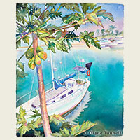 Honokohau Harbor<br>22 x 18 painting size, framed HWS Juried Art Show
