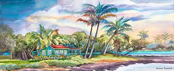 kohala coast watercolor painting